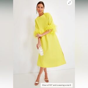 Tuckernuck Yellow Feather Trim Dress